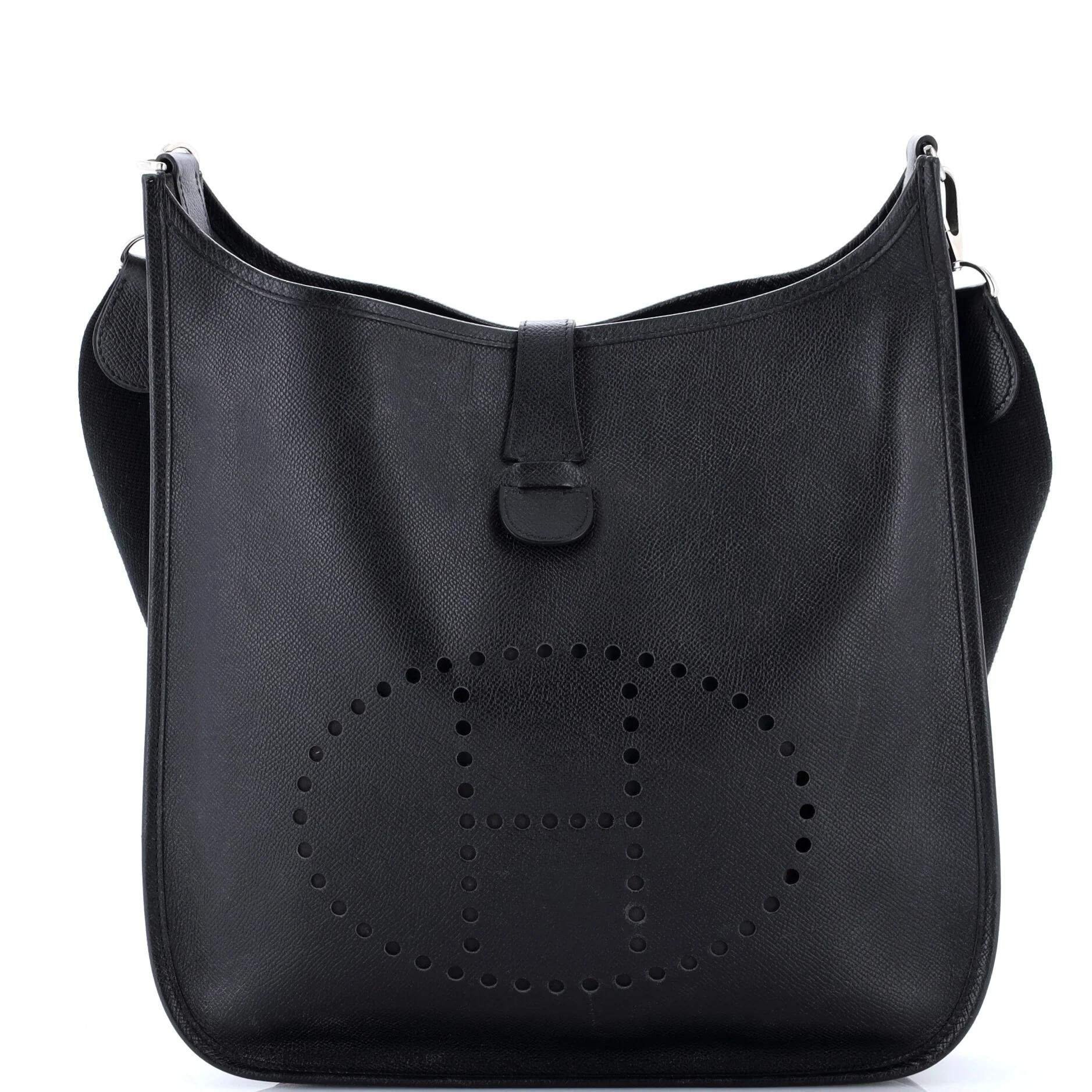 Hermes Evelyne Handbag Black Epsom Leather 2007