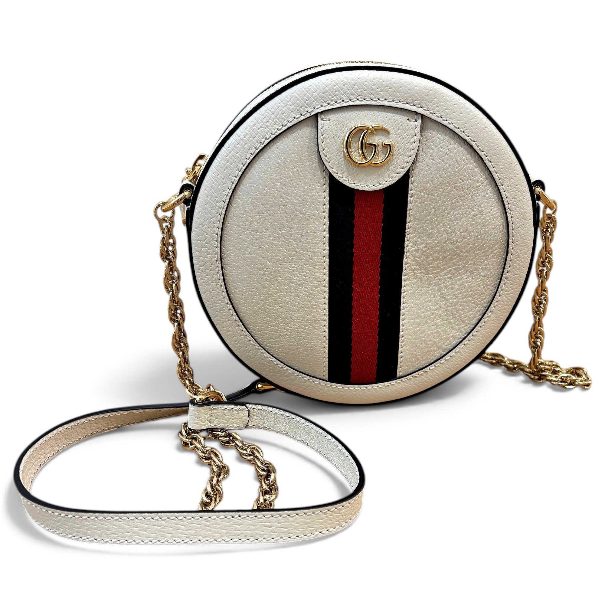 Ophidia Round leather crossbody bag