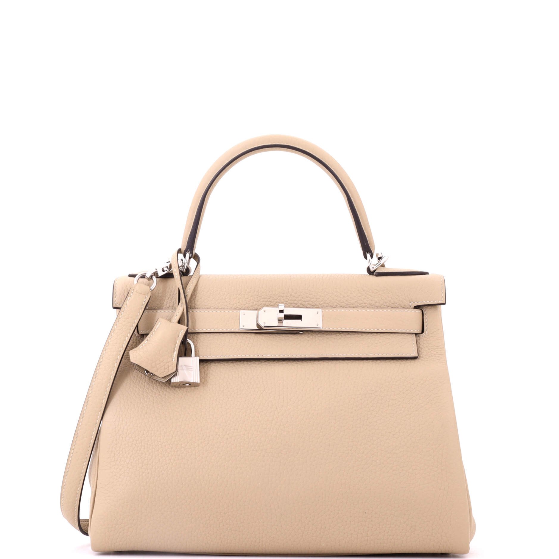 Kelly Handbag Light Clemence with Palladium Hardware 28