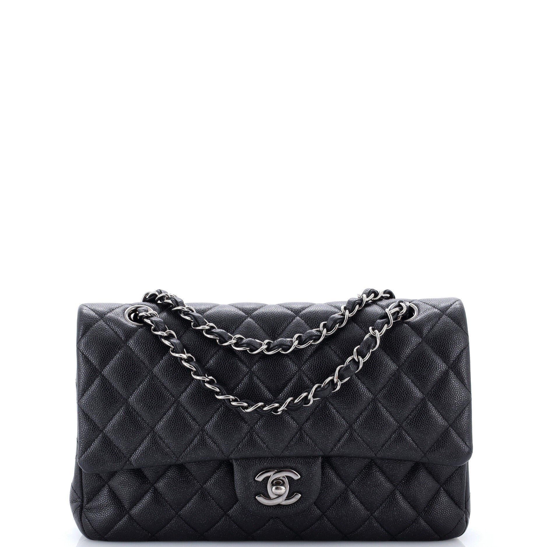 Classic Double Flap Bag Quilted Glitter Caviar Medium