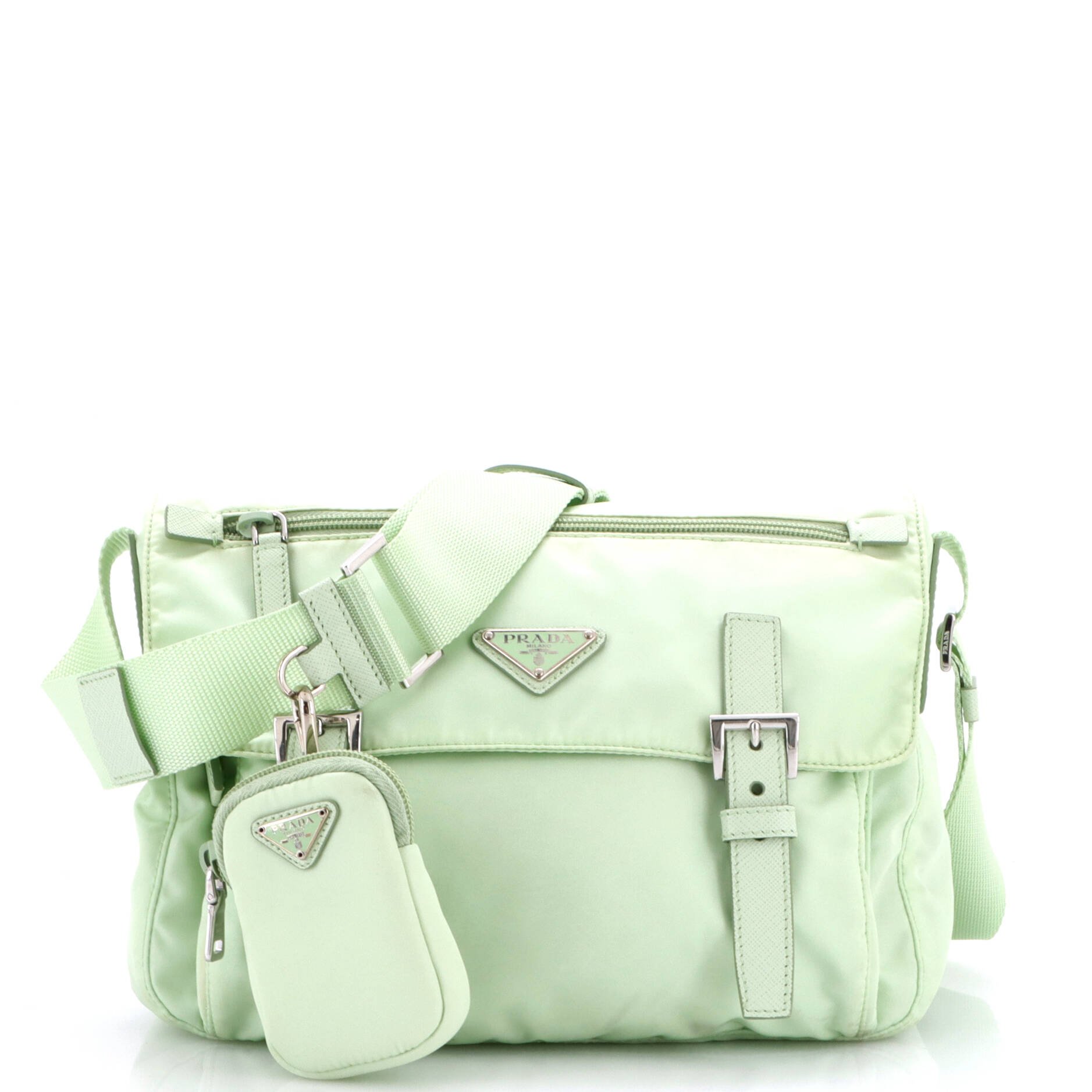 Double Buckle Flap Messenger Bag Re-Nylon Medium