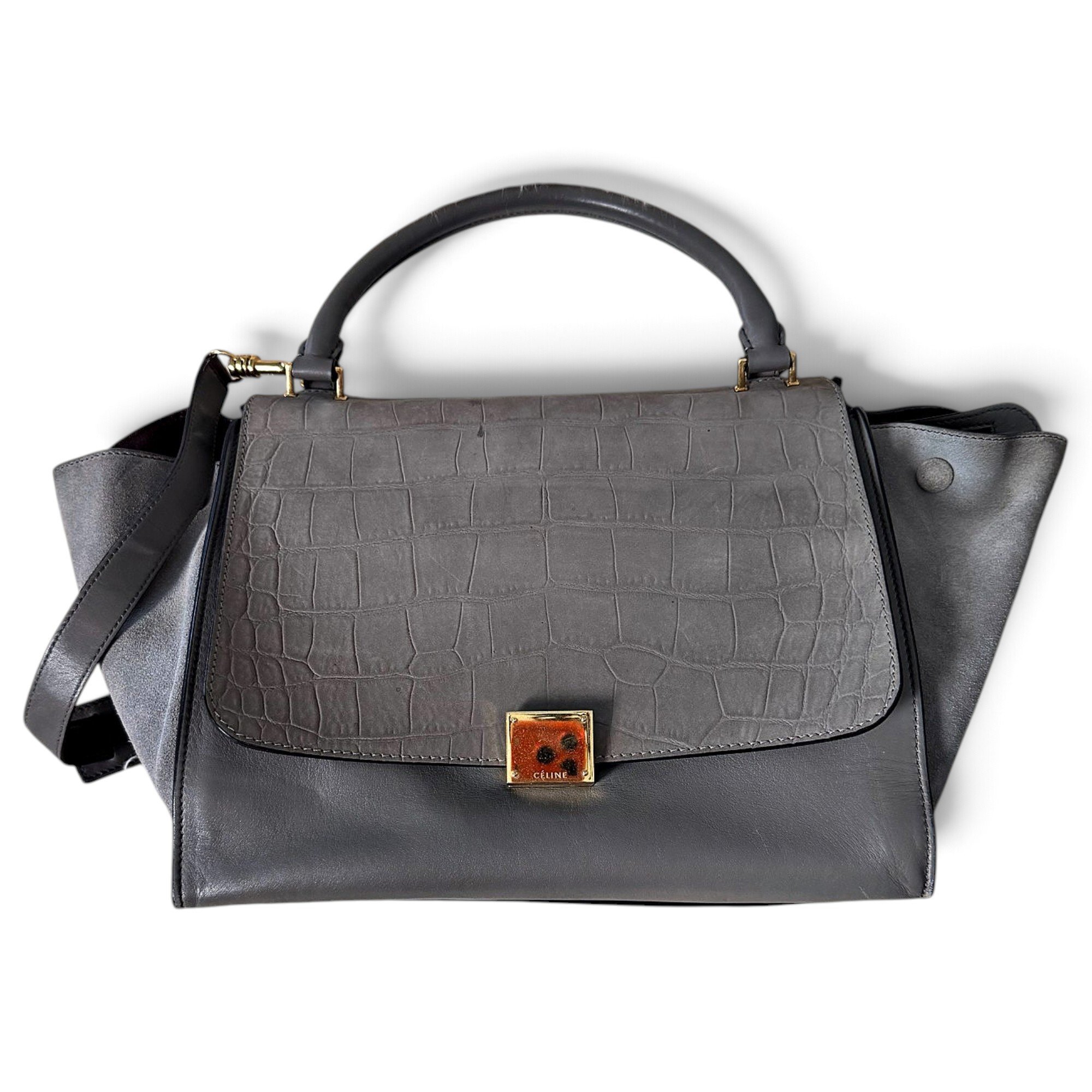 Trapèze leather handbag