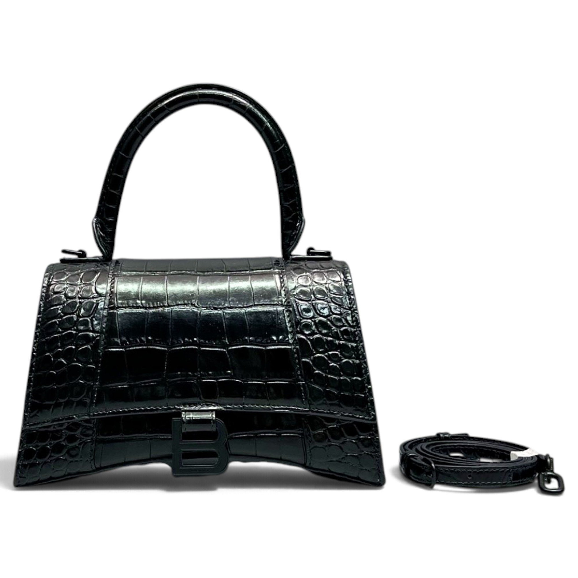 Hourglass leather handbag