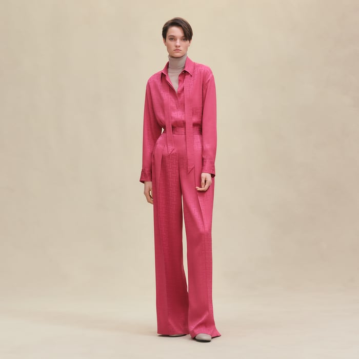 Rose Framboise "Mosaique" Ascot Collar Shirt