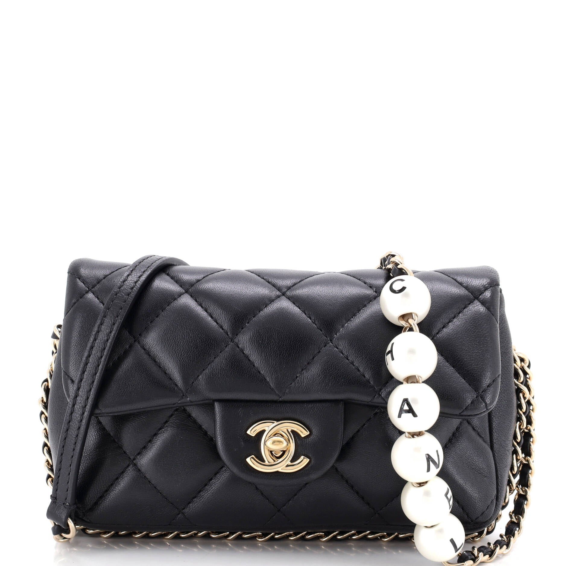 My Precious Pearls Chain Flap Bag Quilted Lambskin Small