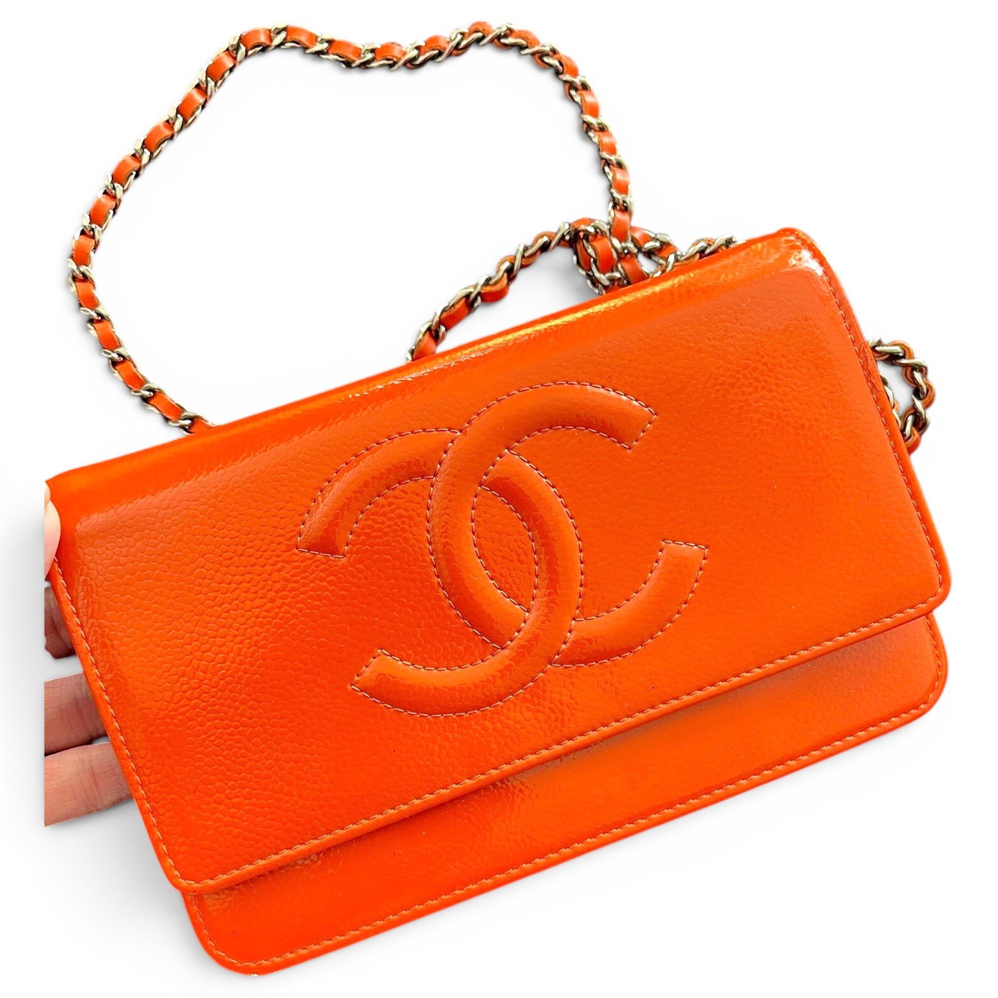 Wallet On Chain Double C patent leather crossbody bag