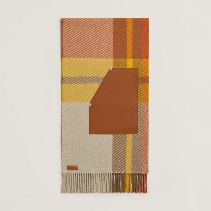 Tartan Poches Cuir Appliquees Muffler