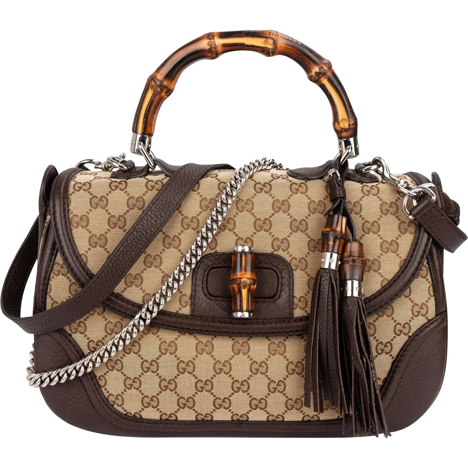 Bamboo Top Handle leather handbag