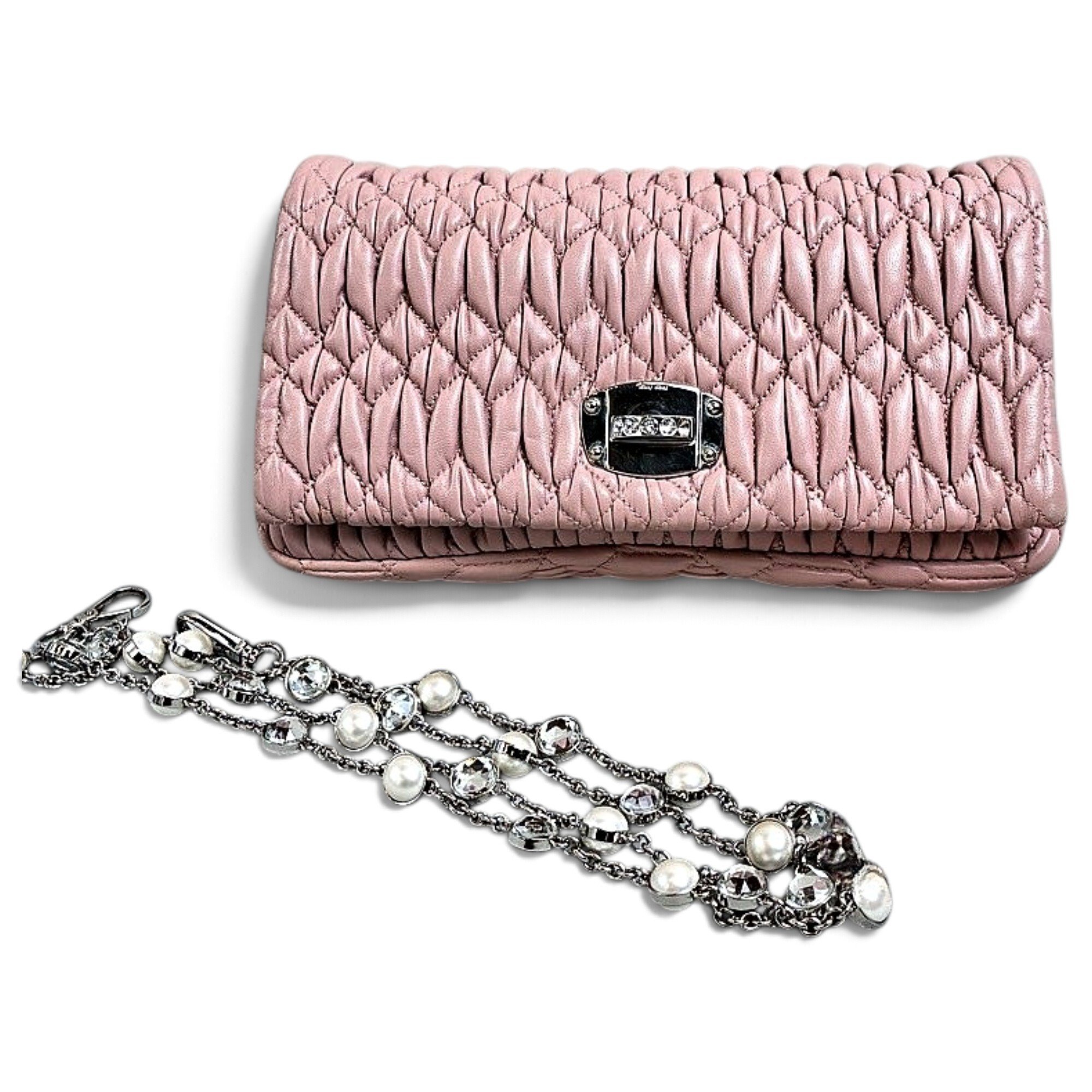 Miu Crystal leather handbag