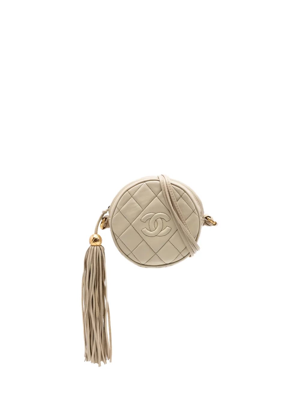 1989-1991 CC Quilted Lambskin Tassel Round crossbody bag