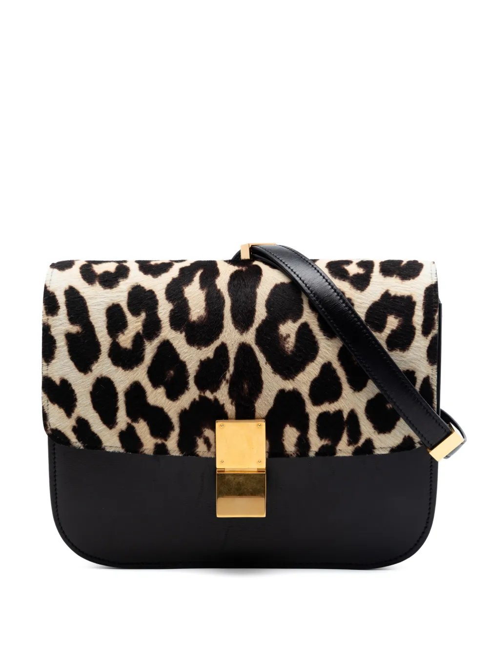 2012 Medium Calfskin and Leopard Print Pony Hair Classic Box crossbody bag