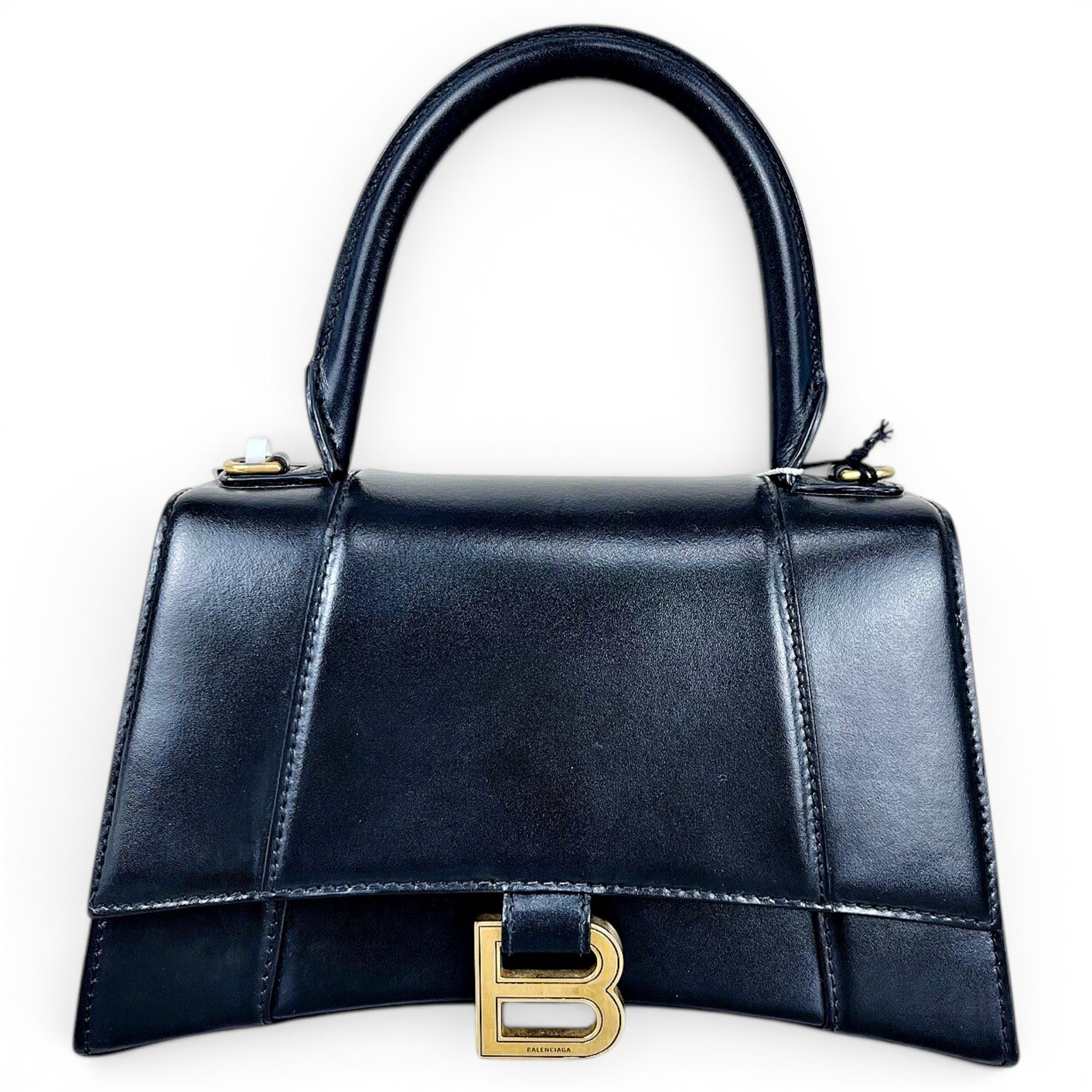 Hourglass leather handbag