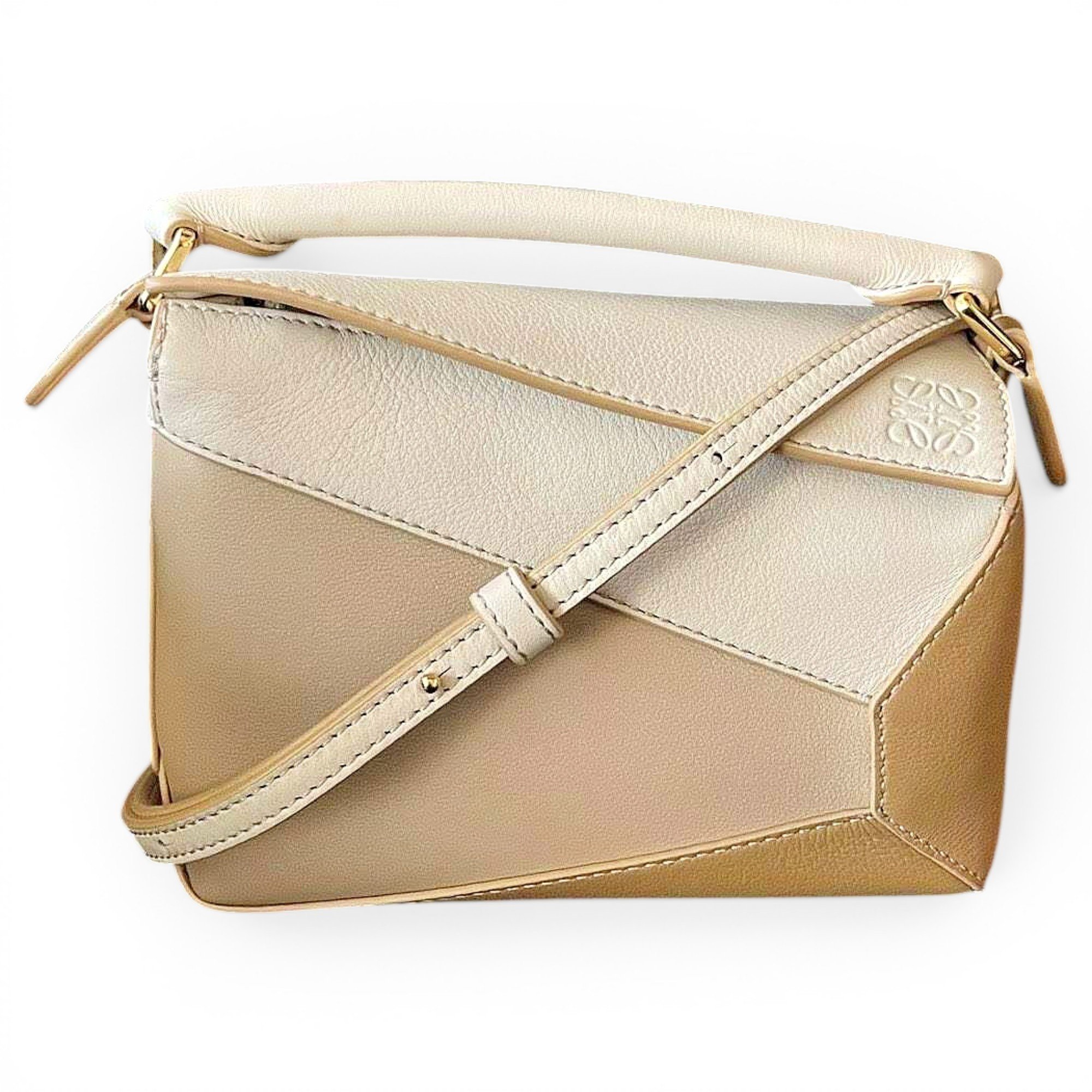 Puzzle leather handbag