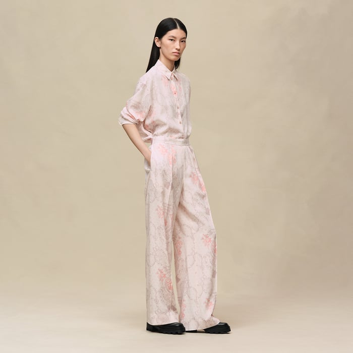 Rose Opaline Pantalon Pyjama Imprimé « aux Champs Remix »