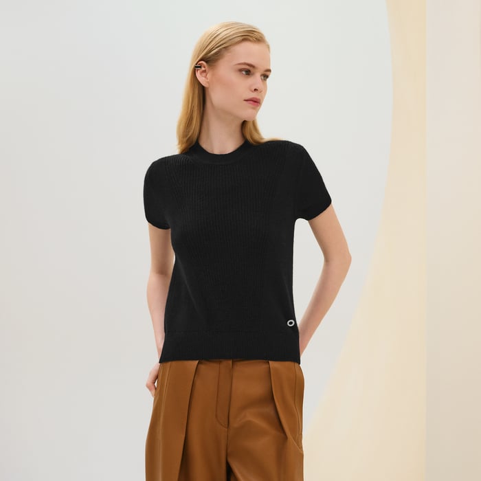 Noir Cashmere Short-sleeve Sweater