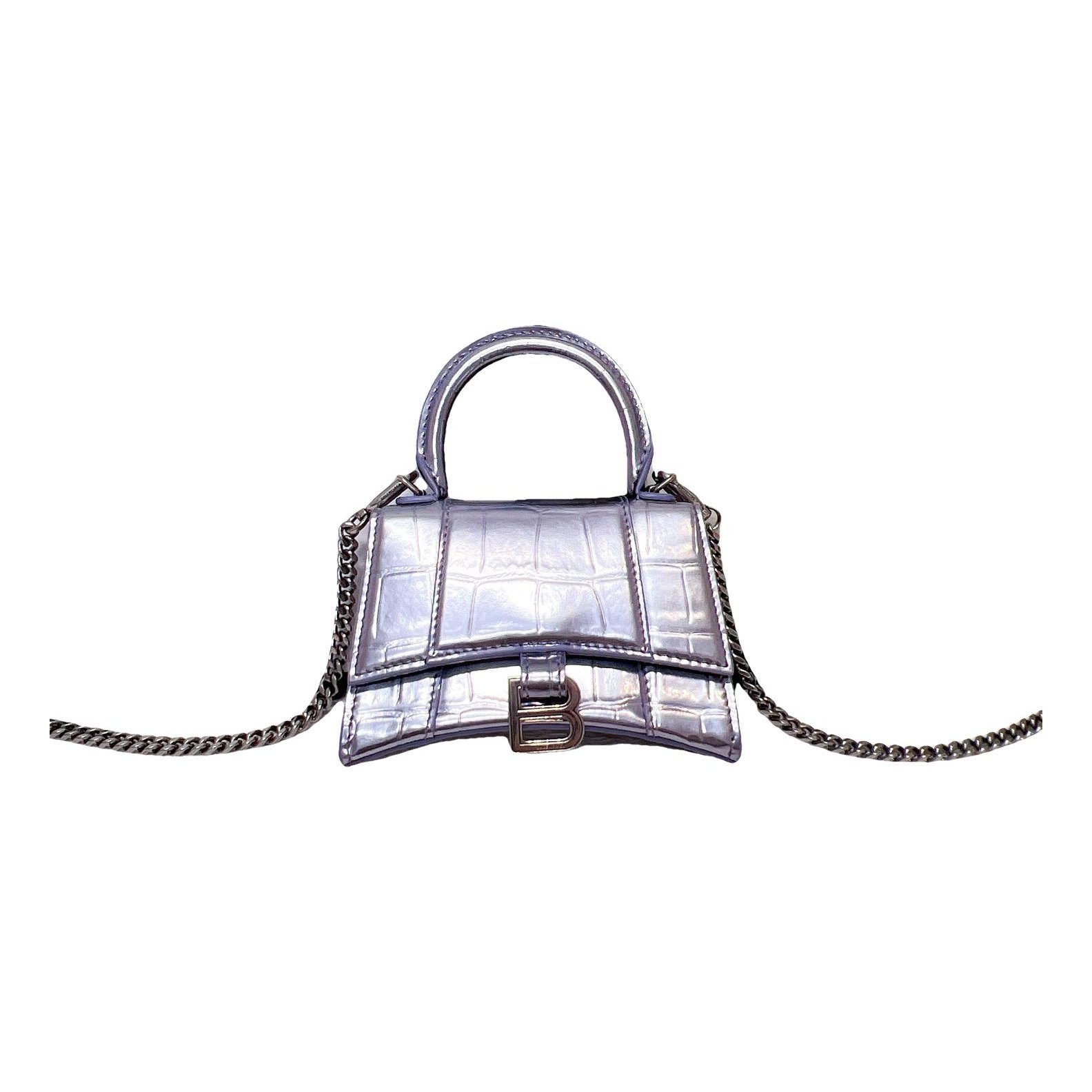 Hourglass leather handbag