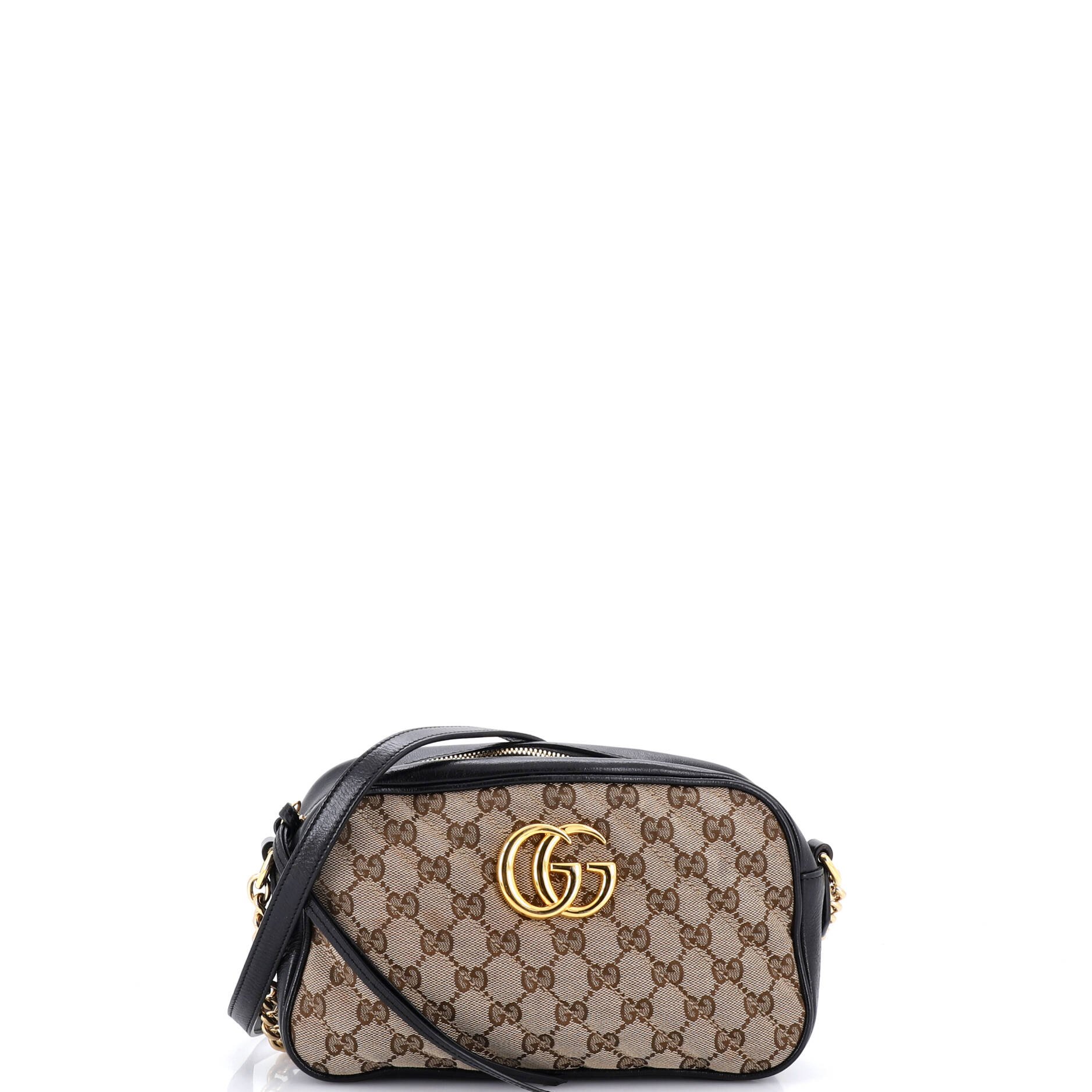 GG Marmont Shoulder Bag Diagonal Quilted GG Canvas with Leather Small