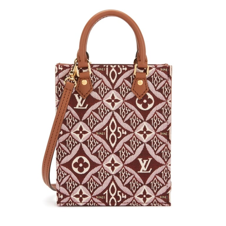 Louis Vuitton Bordeaux Monogram Jacquard Since 1854 Petit Sac Plat Gold Hardware, 2020
