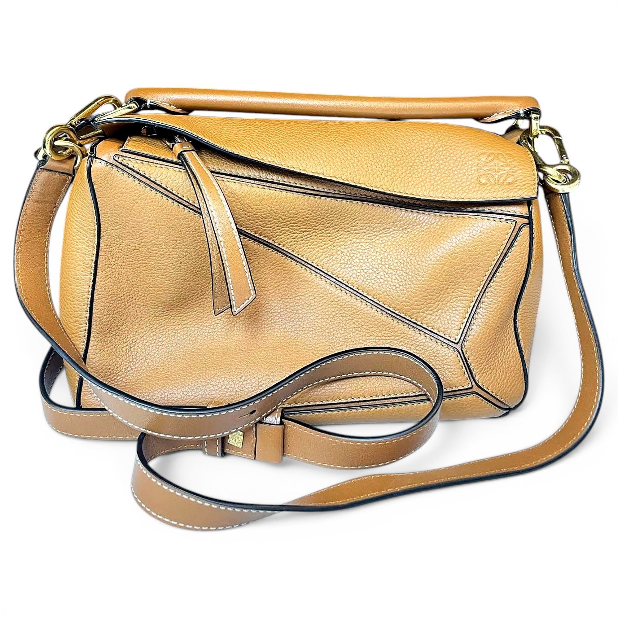 Puzzle leather handbag