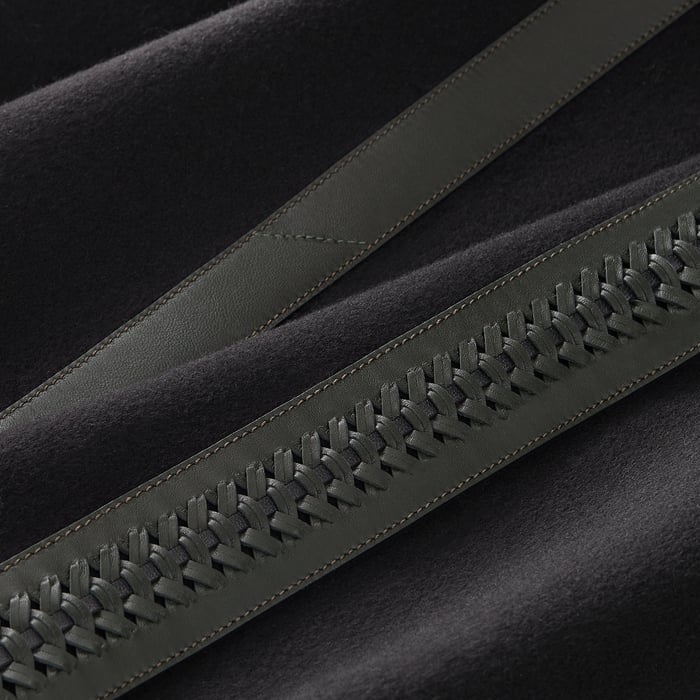 Noir Tresse Cuir 더블 페이스 판초
