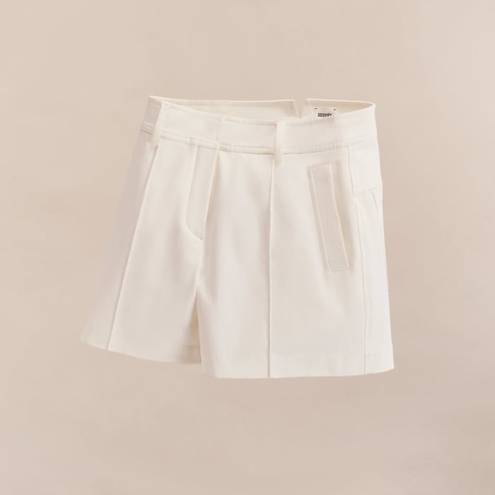 Blanc Naturel Double Cotton Twill Shorts