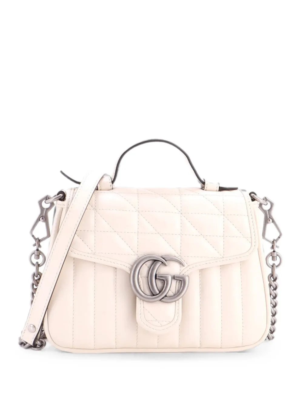 GG Marmont Top Handle Flap Bag Mixed Matelasse Leather Mini satchel