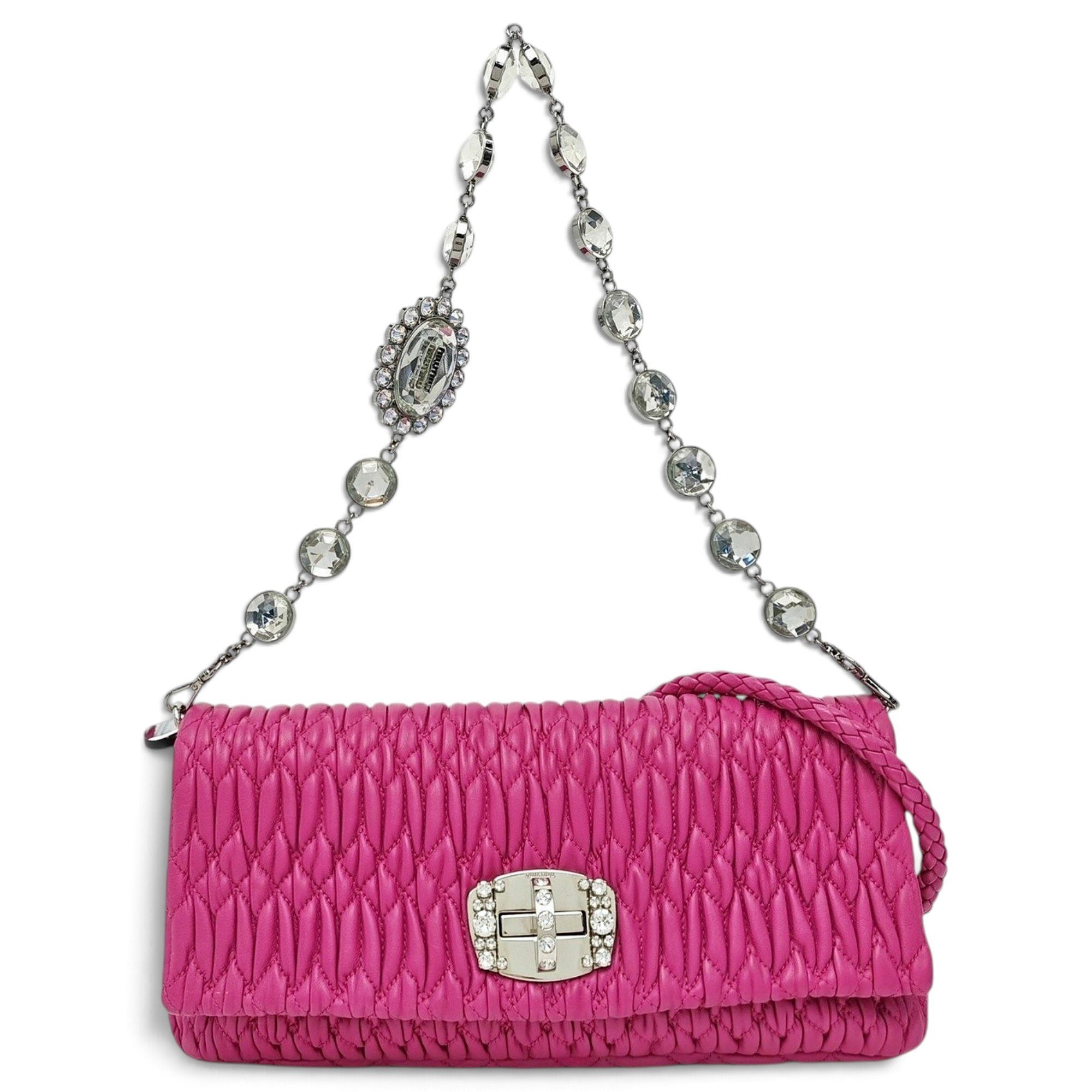 Miu Crystal leather handbag