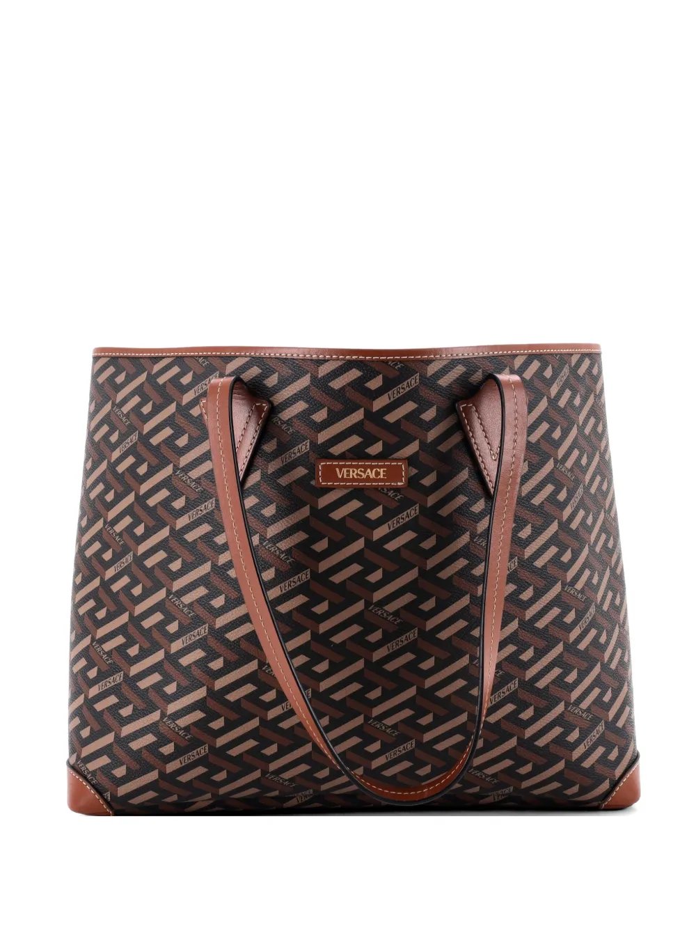 Shopping (Outlet) Printed La Greca Signature Coated Canvas Medium tote bag