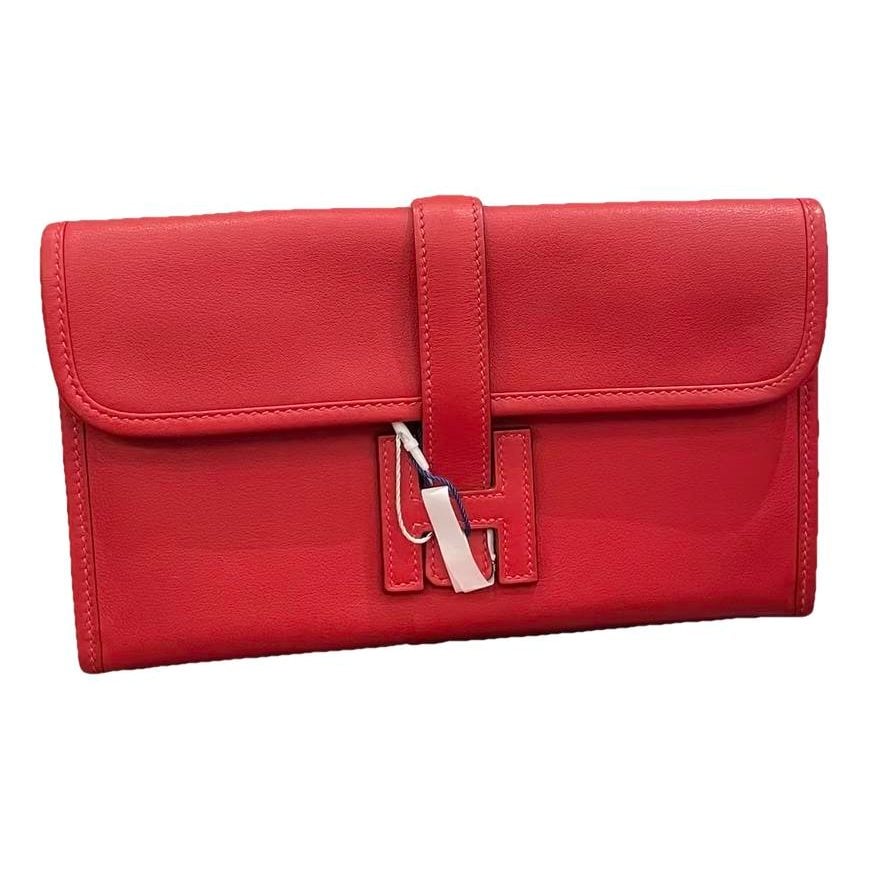 Hermes Jige leather clutch bag