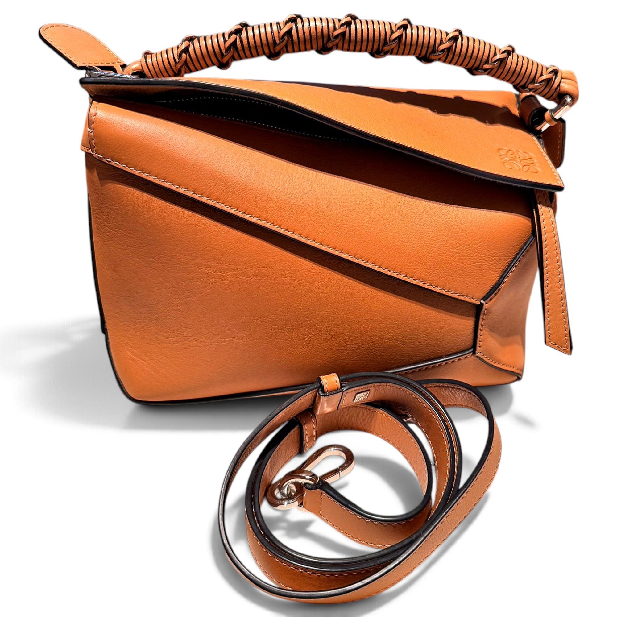Puzzle leather handbag