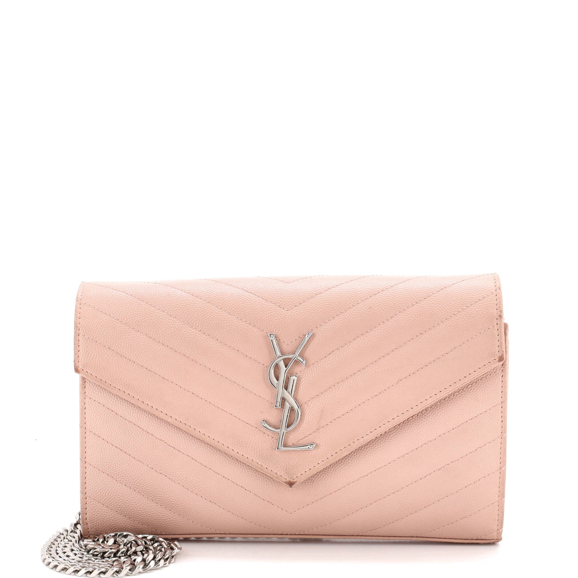 Classic Monogram Wallet on Chain Matelasse Chevron Leather Medium