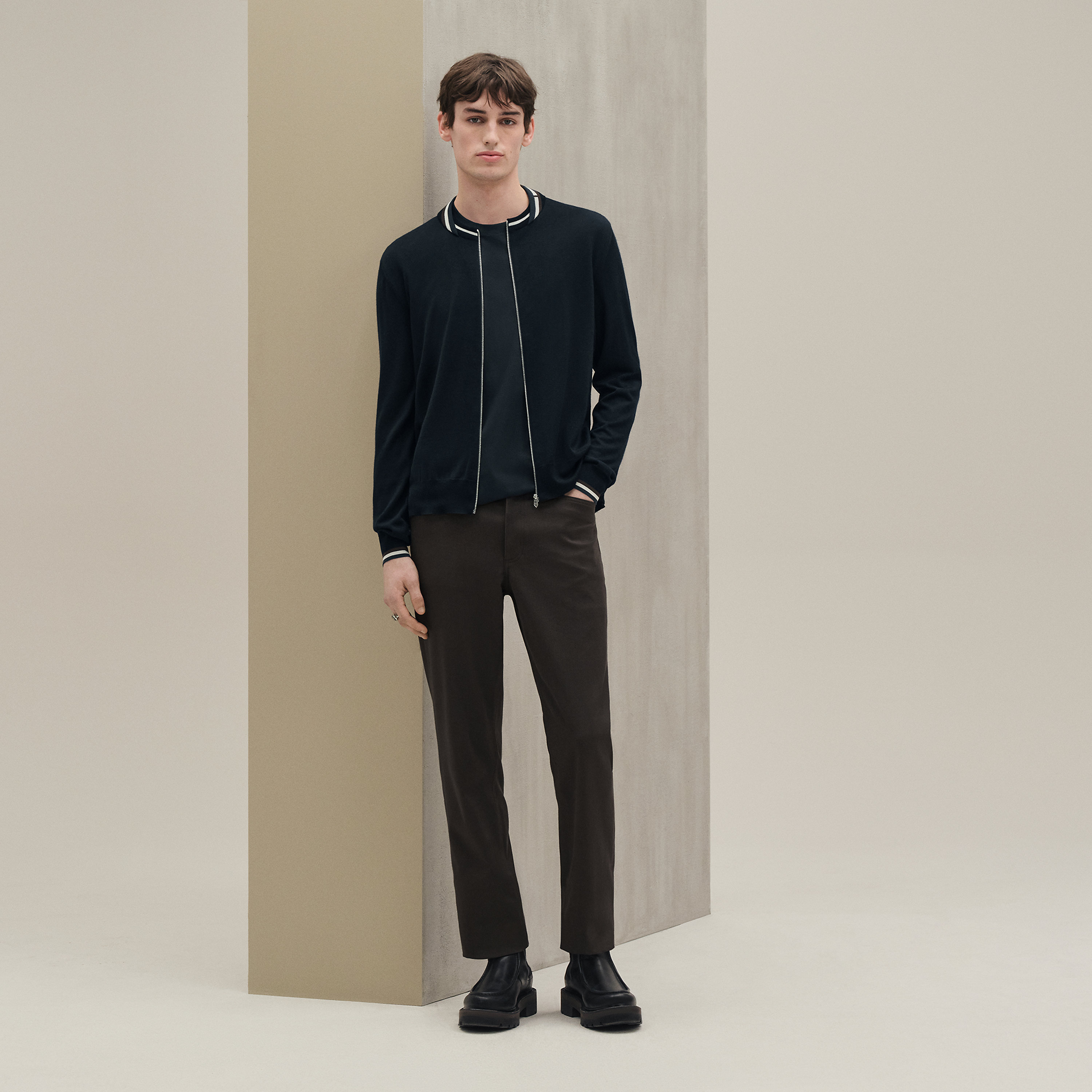 "Rayures & twist" zipped jacket