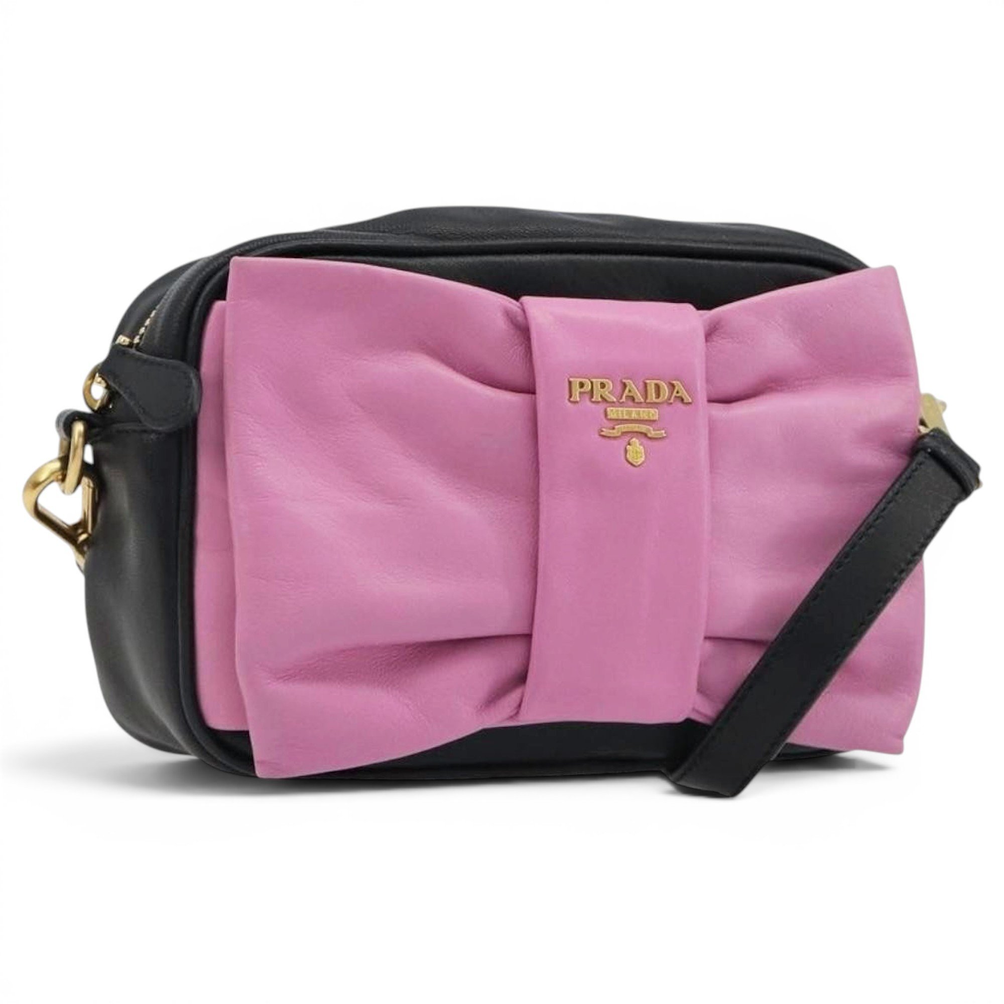 Ribbon leather handbag