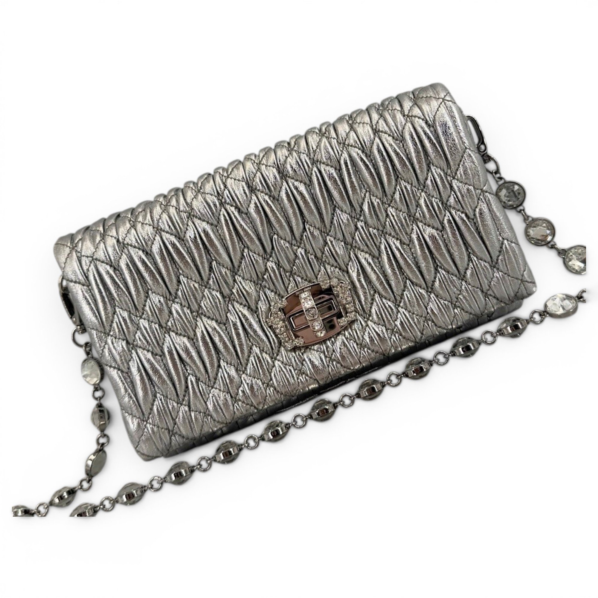 Miu Crystal leather handbag