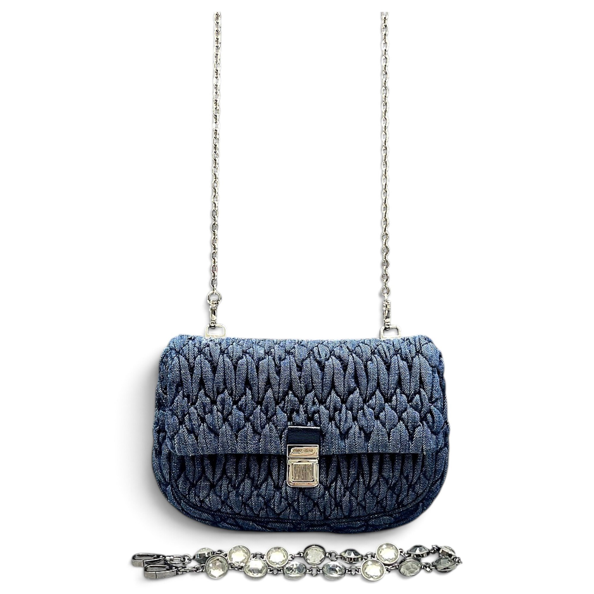 Miu Crystal leather handbag