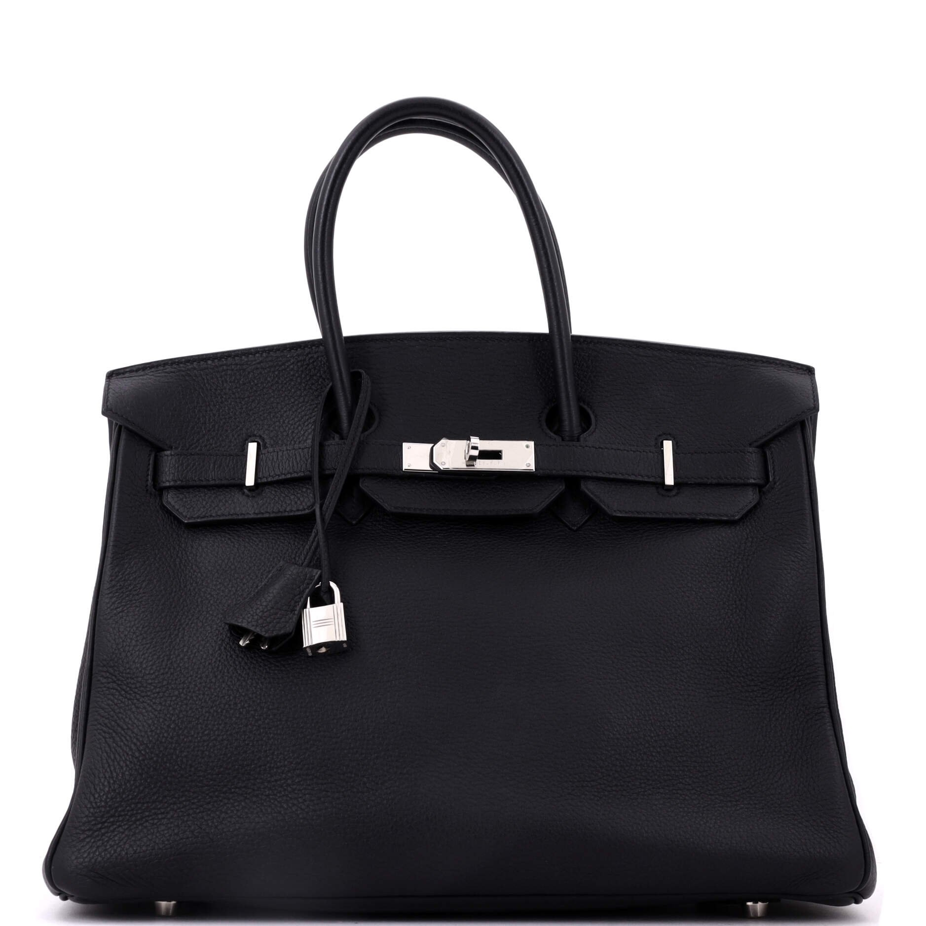 Hermes Birkin Handbag Noir Clemence with Palladium Hardware 35