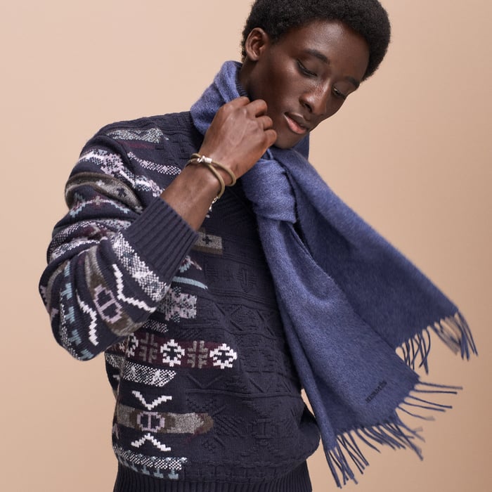 Bleu Chiné Unie Brodee Muffler