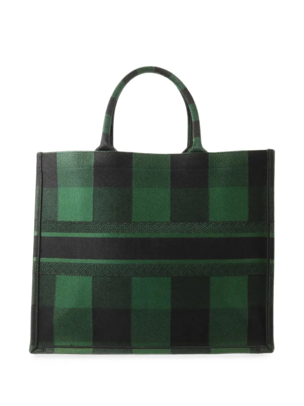 large Book Tote check-print bag