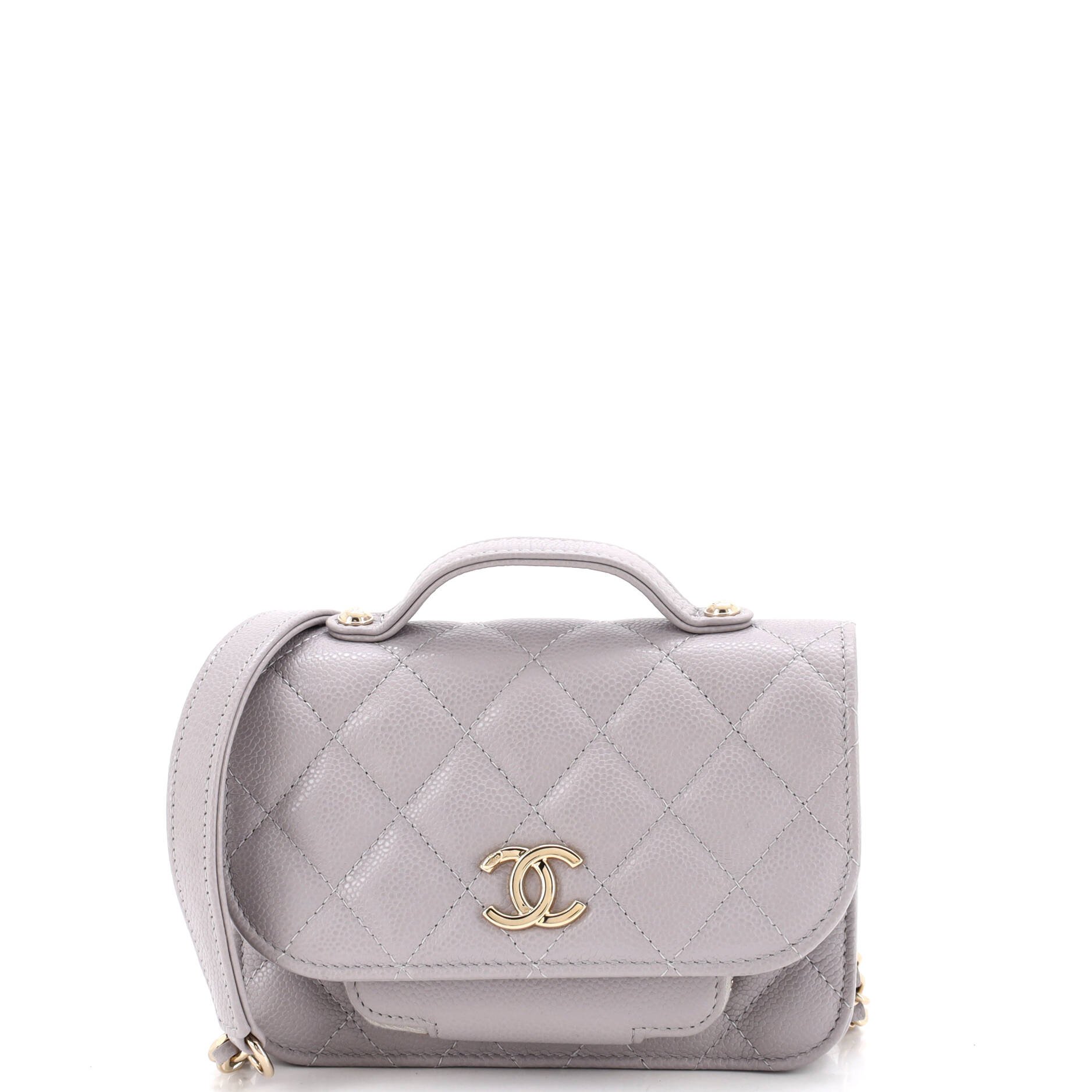 Business Affinity Flap Clutch with Chain Quilted Caviar