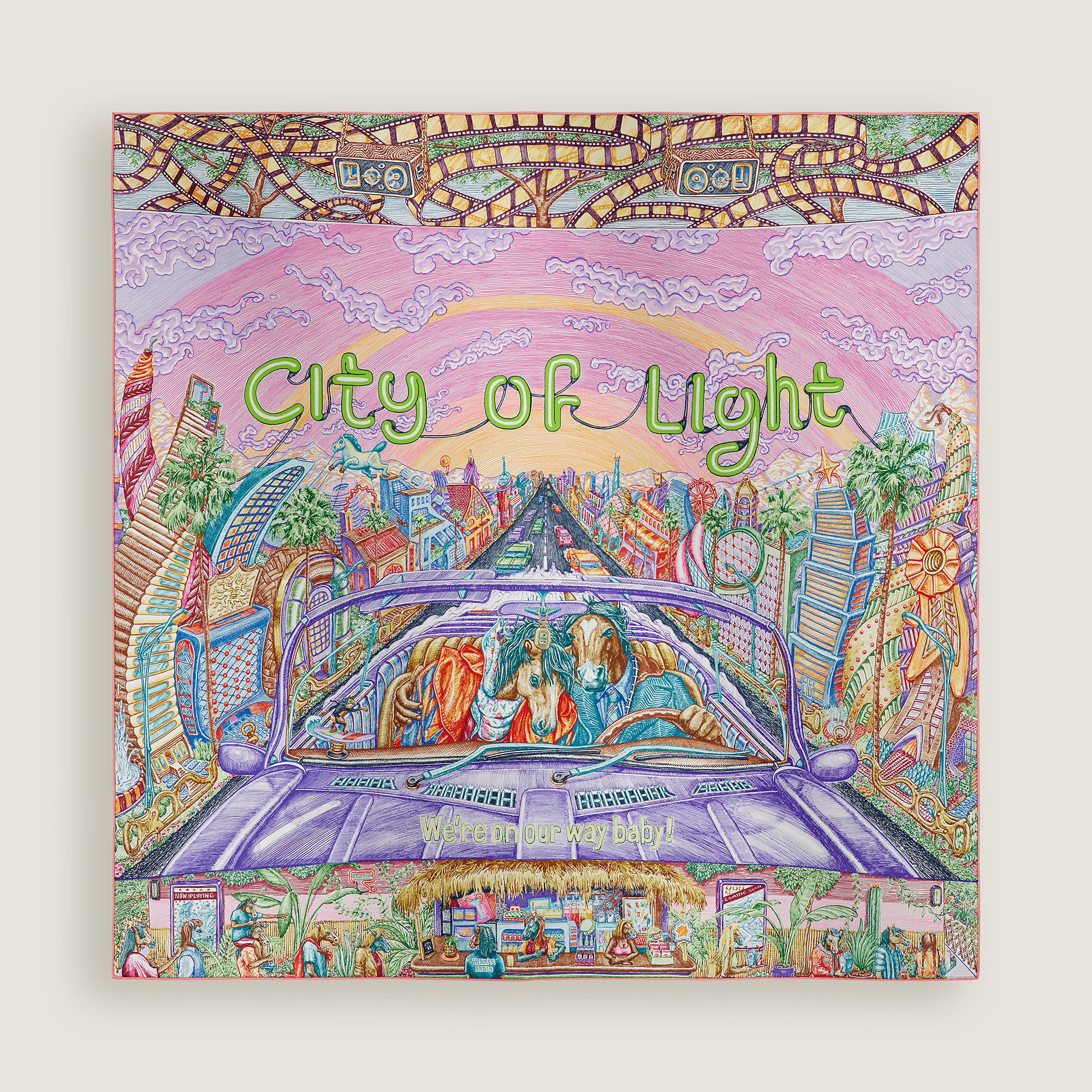 Hermès City of Light scarf 90 Rose/Violet/Multicolore | BagUSeek