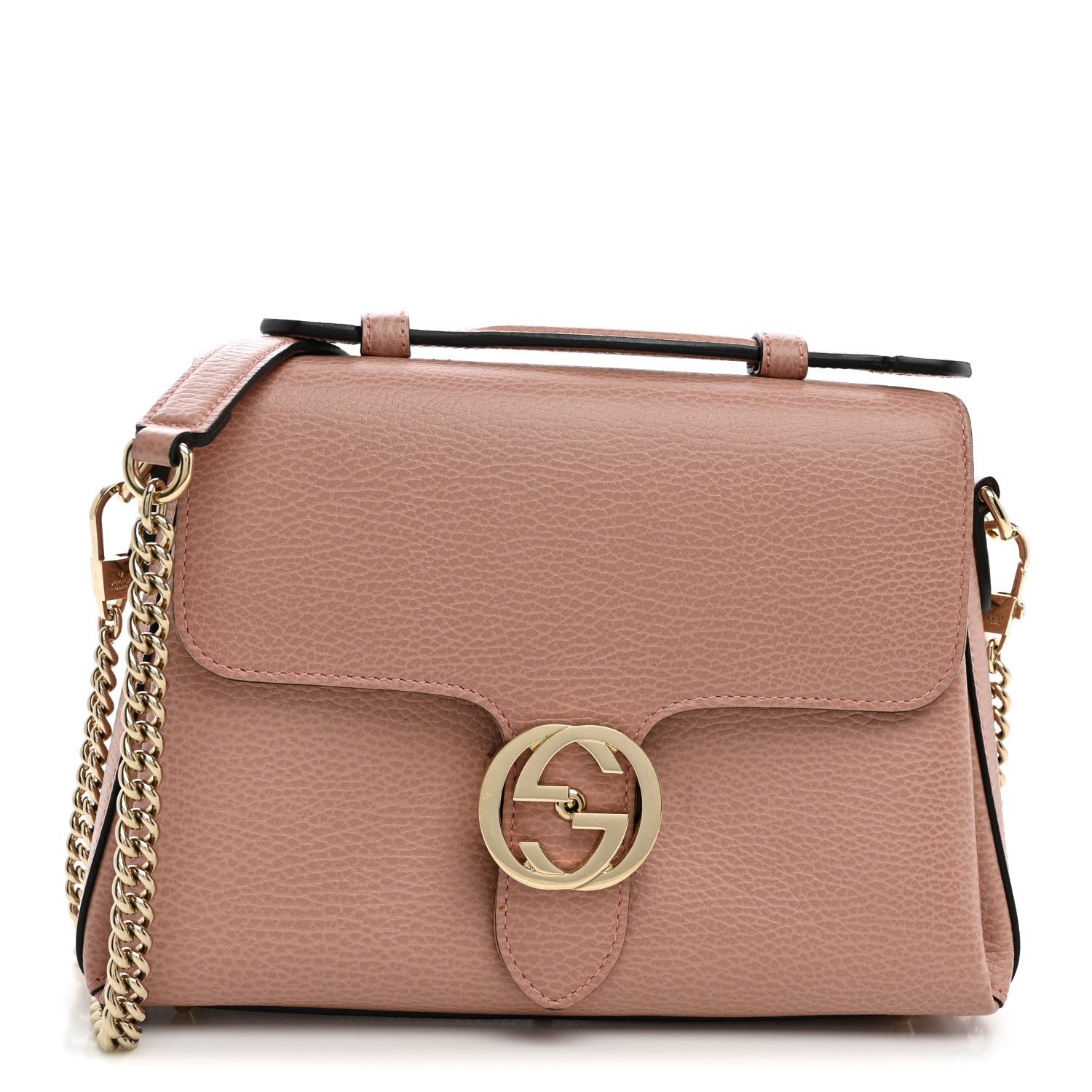 Gucci Dollar Calfskin Interlocking G Top Handle Shoulder Bag Soft Pink