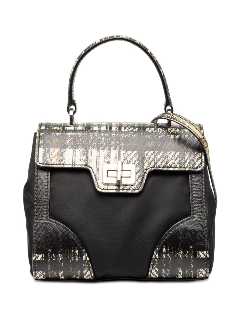 Prada 2010-2025 Tartan Saffiano Trimmed Tessuto satchel