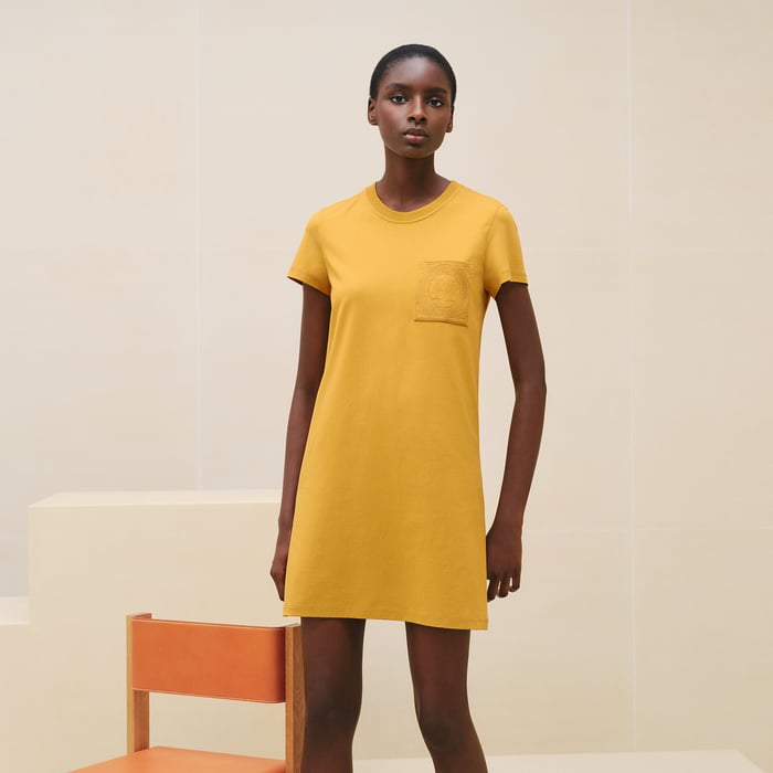 Jaune Gingembre Embroidered Pocket Dress