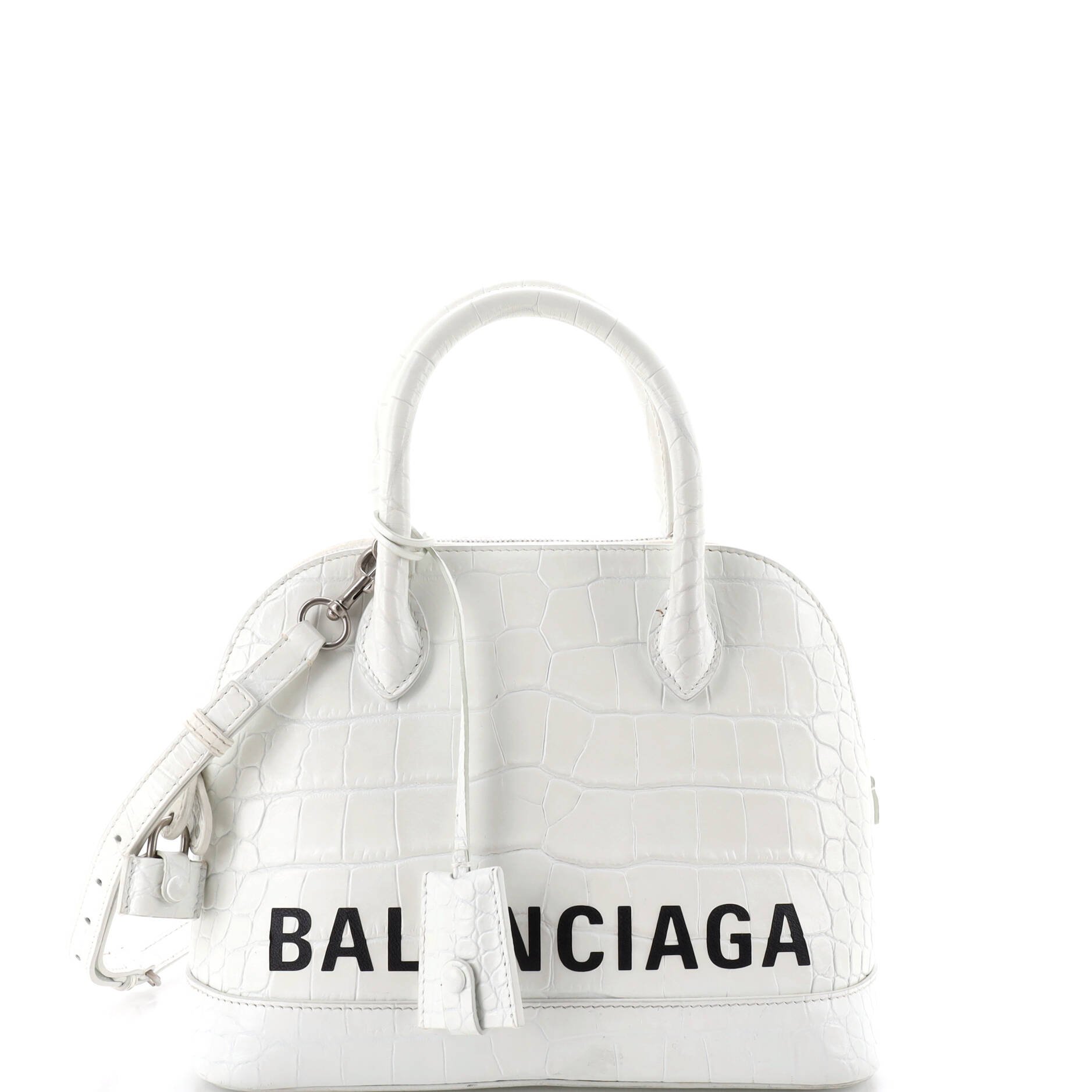 Logo Ville Bag Crocodile Embossed Leather Small