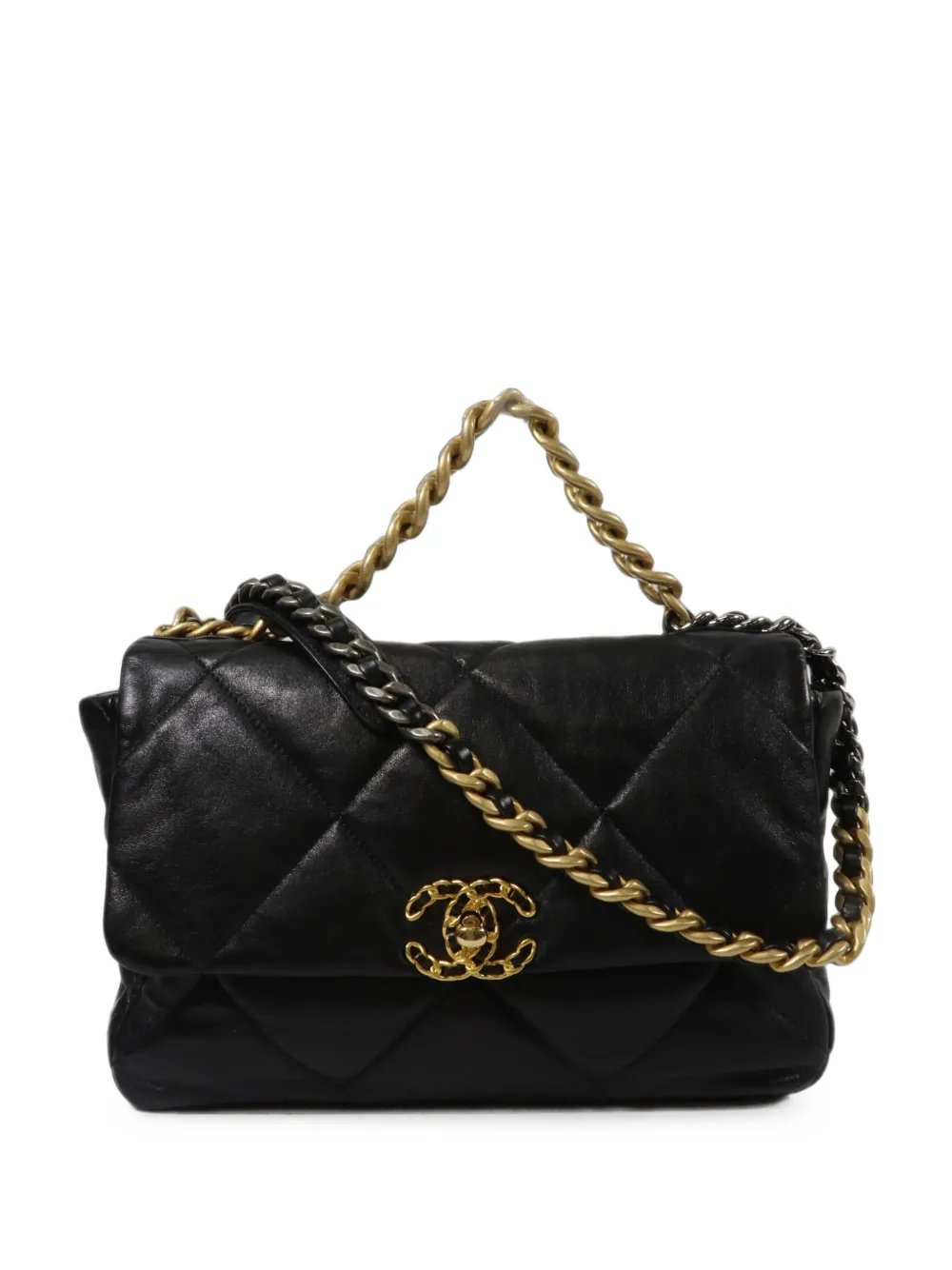 large Chanel 19 chain lambskin shoulder bag