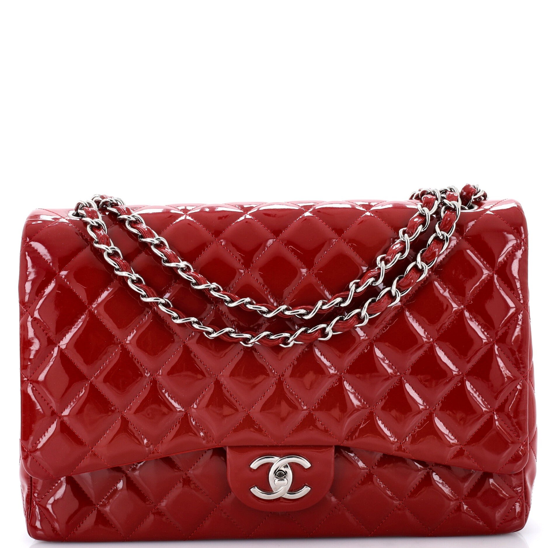 Classic Double Flap Bag Quilted Patent Maxi