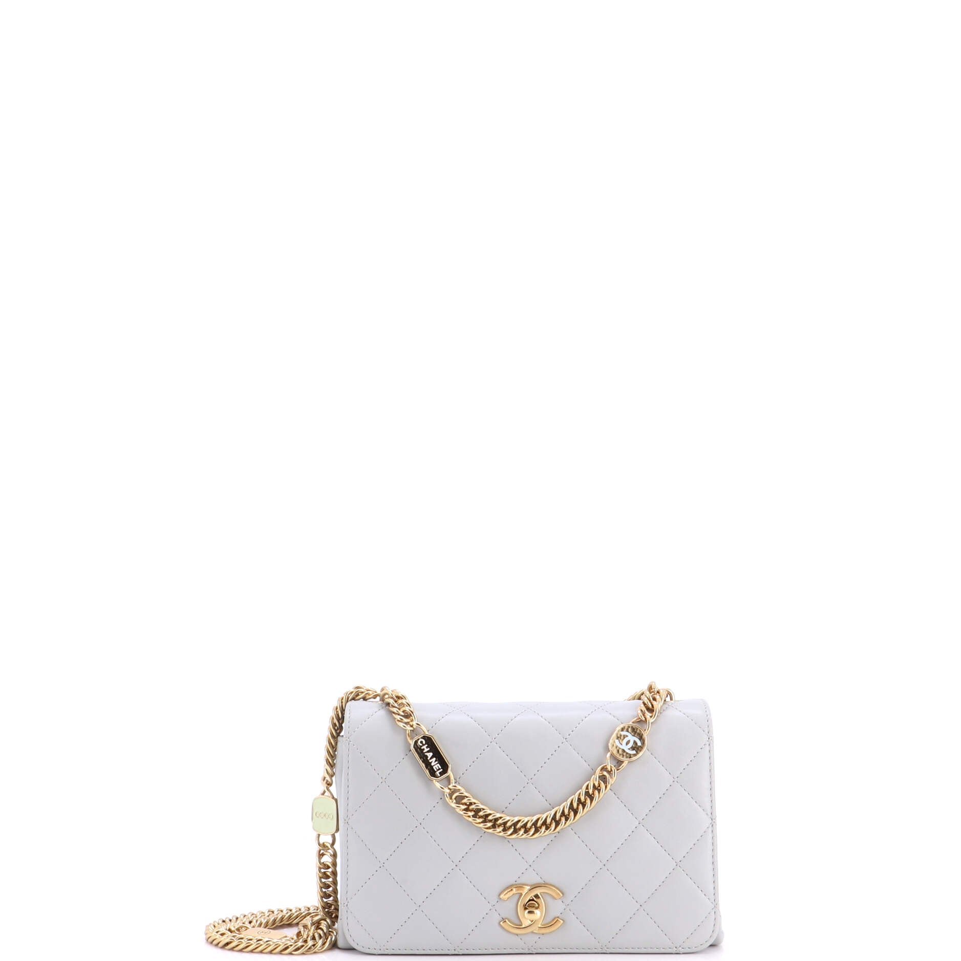 Logo Enamel Full Flap Bag Quilted Lambskin Mini