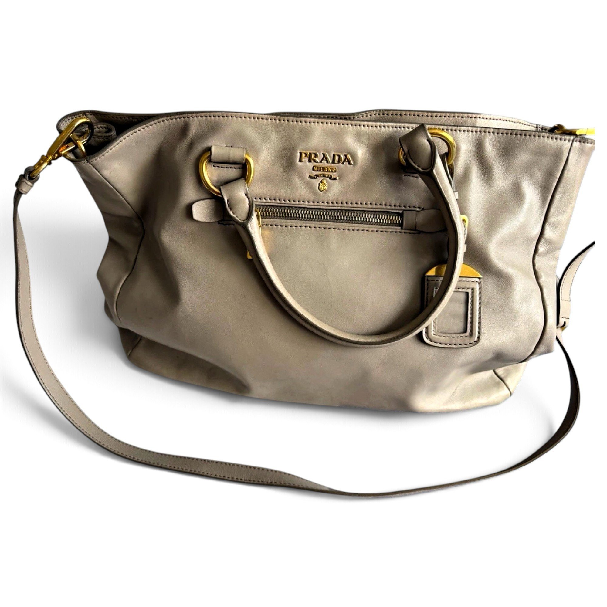 Double leather handbag