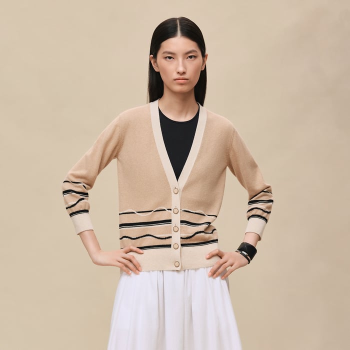 Beige Cajou Long-sleeve Cardigan