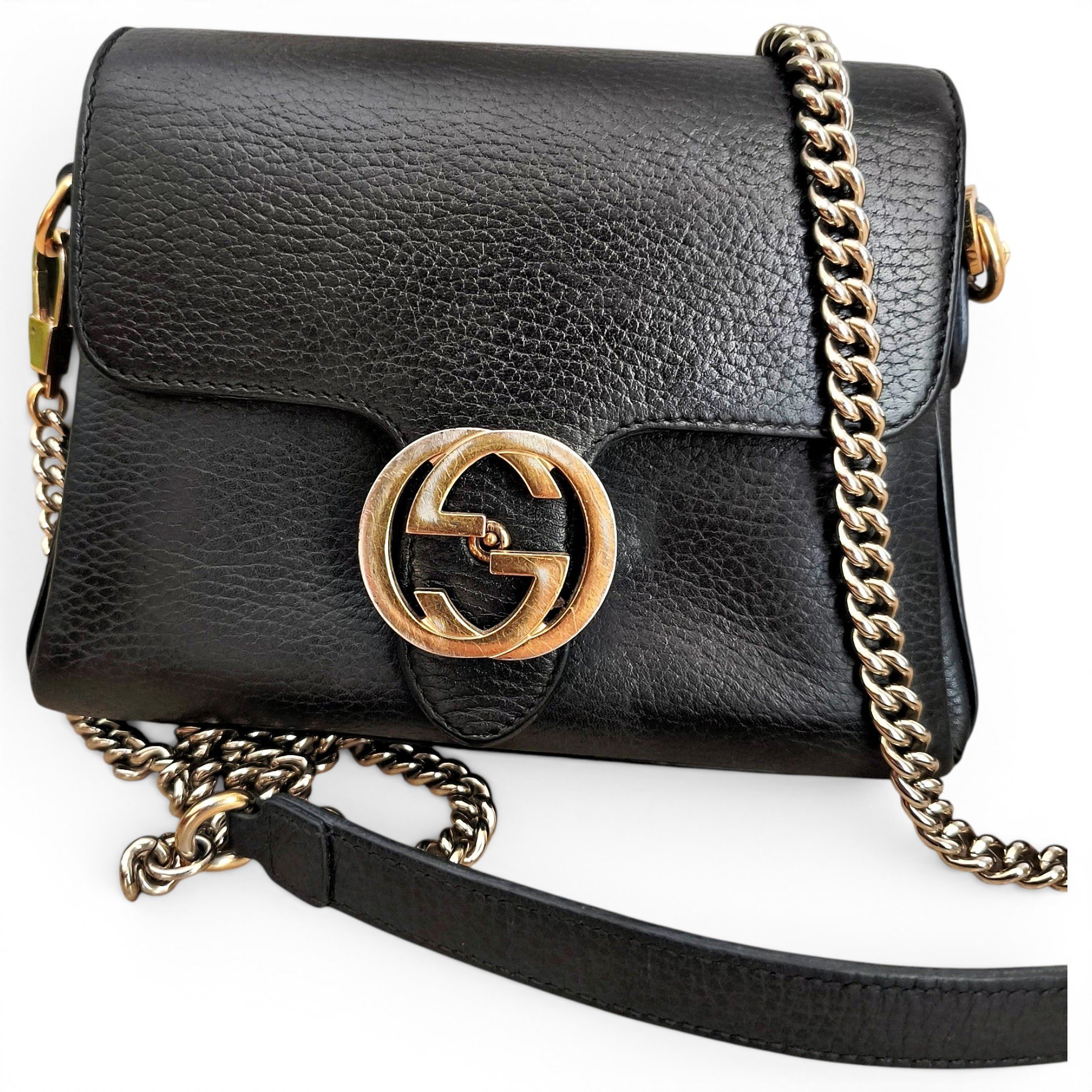 Interlocking leather crossbody bag